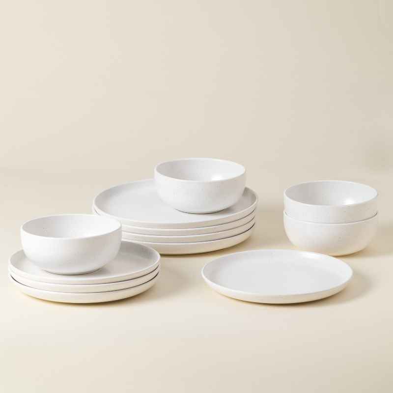 Pacifica Dinnerware with Cereal Bowls, Set of 12, Salt